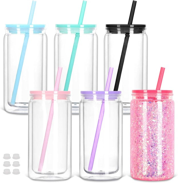 16oz Snow Globe Tumbler w/ color lid (Acrylic/Glass)